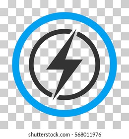 Electrical Hazard rounded icon. Vector illustration style is flat iconic bicolor symbol inside a circle, blue and gray colors, transparent background. Designed for web and software interfaces.