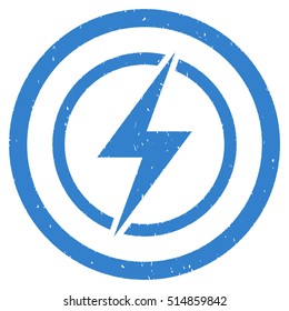 Electrical Hazard rubber seal stamp watermark. Icon symbol inside circle frame with grunge design and corrosion texture. Scratched vector cobalt ink sign on a white background.
