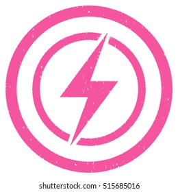 Electrical Hazard rubber seal stamp watermark. Icon symbol inside circle frame with grunge design and dust texture. Scratched vector pink ink sticker on a white background.