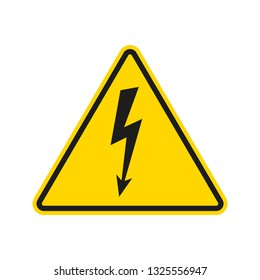 Electrical hazard sign with lightning or thunder icon. High voltage sign. Caution warning and Danger symbol. Triangle shape. Vector illustration.