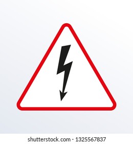 Electrical hazard sign with lightning or thunder icon. High voltage sign. Caution warning and Danger symbol. Triangle shape. Vector illustration.
