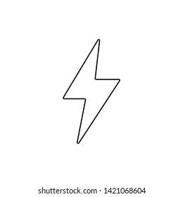 Electrical hazard sign with lightning or thunder icon. High voltage sign. Caution warning and Danger symbol. Triangle shape. Vector illustration.  Thin line, outline, linear icon