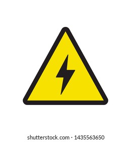 Electrical hazard sign with lightning or thunder icon. High voltage sign. Caution warning and Danger symbol. Triangle shape. Vector illustration.