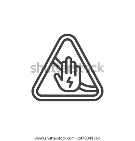 Electrical Hazard Sign line icon. linear style sign for mobile concept and web design. Hand touching a live wire outline vector icon. Symbol, logo illustration. Vector graphics