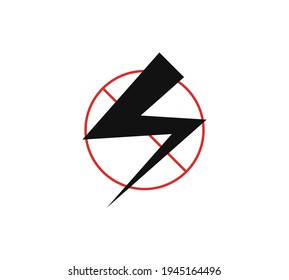 Electrical hazard sign. No lightning or thunder flat icons. High voltage sign. Caution warning and Danger symbol. Vector illustration.