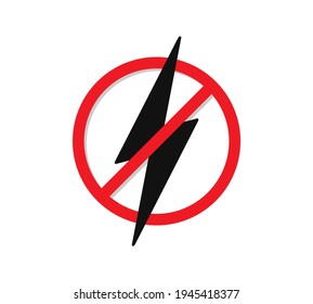 Electrical hazard sign. No lightning or thunder flat icons. High voltage sign. Caution warning and Danger symbol. Vector illustration.