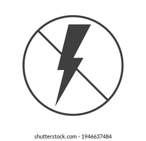 Electrical hazard sign. No lightning or thunder flat icons. High voltage sign. Caution warning and Danger symbol. Vector illustration.