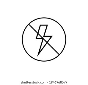 Electrical hazard sign. No lightning or thunder flat icons. High voltage sign. Caution warning and Danger symbol. Vector illustration.
