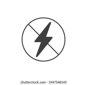 Electrical hazard sign. No lightning or thunder flat icons. High voltage sign. Caution warning and Danger symbol. Vector illustration.