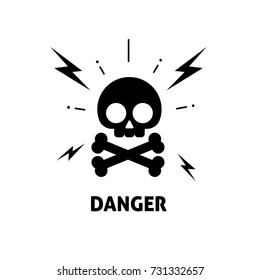 Electrical Hazard Sign Vector Illustration, Flat Cartoon Electric Shock Risk Zone Symbol, Electricity Caution Sticker, Alert Sign