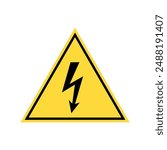 electrical hazard symbol vector illustration. Electric high voltage danger hard icon. Downward lightning representing high voltage.