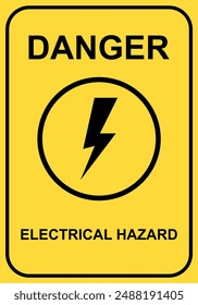 Vektorillustration des elektrischen Gefahrensymbols. Elektrisches Hochspannungsgefahr-Hardsymbol. Blitz nach unten stellt Hochspannung dar.