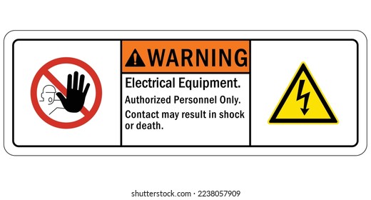 Electrical hazard warning sign and labels