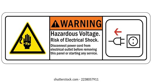 Señal y etiquetas de advertencia de peligro eléctrico