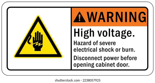 Electrical hazard warning sign and labels