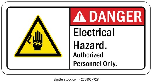 Electrical hazard warning sign and labels