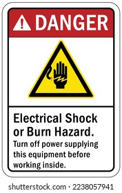 Electrical hazard warning sign and labels