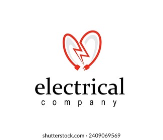 plantilla de diseño de logotipo abstracto de corazón eléctrico 