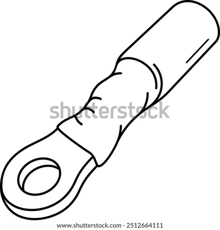 Electrical heat shrink ring terminal. Vector outline icon.