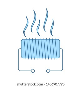 Electrical Heater Icon. Thin Line With Blue Fill Design. Vector Illustration.