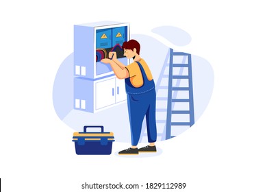 Electrical Help service illustration isolated on white background.