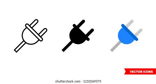 Electrical icon of 3 types: color, black and white, outline. Isolated vector sign symbol.