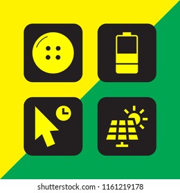 electrical icon. 4 electrical set with solar panel, button, mouse and battery vector icons for web and mobile app