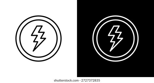 Icono eléctrico contorno blanco y negro.