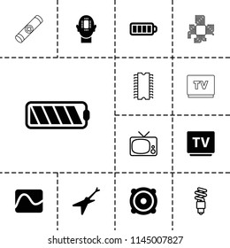 Electrical icon. collection of 13 electrical filled and outline icons such as tv, battery, speaker, electricity. editable electrical icons for web and mobile.
