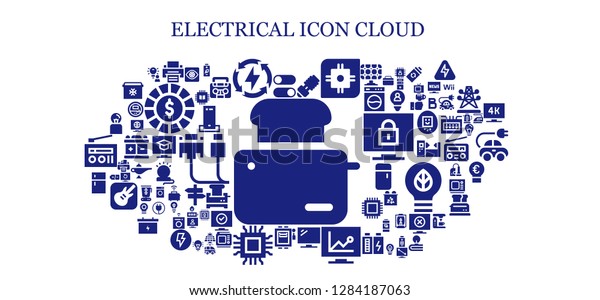 \
electrical icon set. 93 filled electrical icons. Simple modern\
icons about  - Toaster, Switches, Printer, Energy, Lamp, Cpu,\
Television, Electrical, Microchip, Fridge, Idea,\
Capture