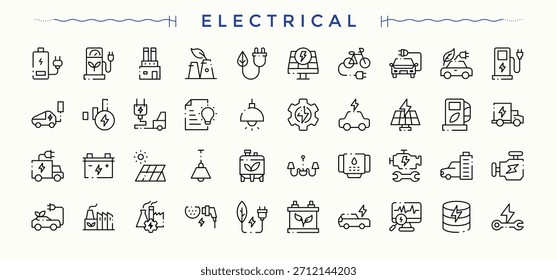 Electrical icon set. Simple line vector icons. Editable vector illustration. Power icon set. Contains such icons as power, battery, charging, charger, energy and more.