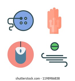 electrical icon set. vector set about mouse, wired gloves, button and wind icons set.