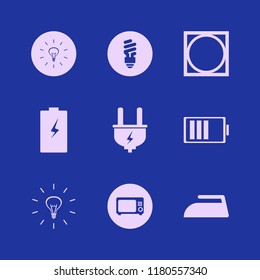 electrical icon. electrical vector icons set microwave, tumble dry, fluorescent bulb and battery