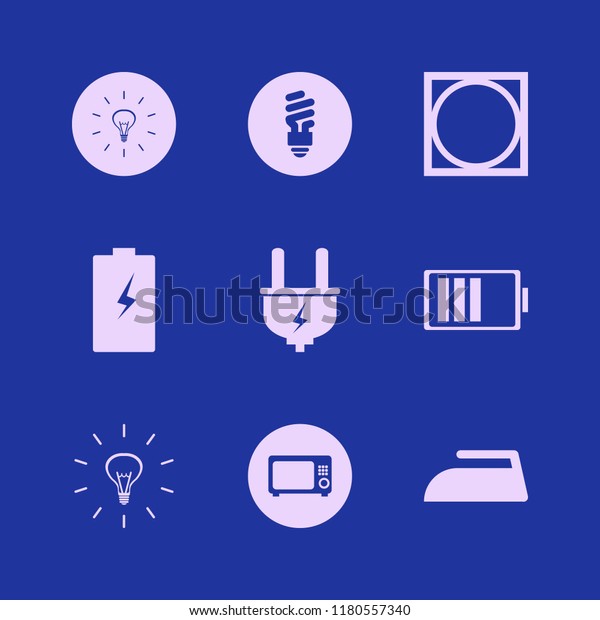 electrical icon. electrical\
vector icons set microwave, tumble dry, fluorescent bulb and\
battery