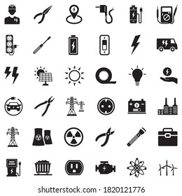 Electrical Icons. Black Flat Design. Vector Illustration.