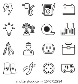 Electrical Icons. Line With Fill Design. Vector Illustration.