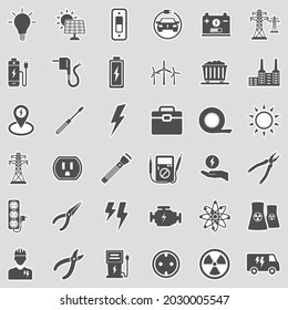 Electrical Icons. Sticker Design. Vector Illustration.