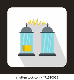 Electrical impulses icon in flat style with long shadow. Innovation symbol