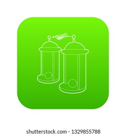 Electrical impulses icon green vector isolated on white background