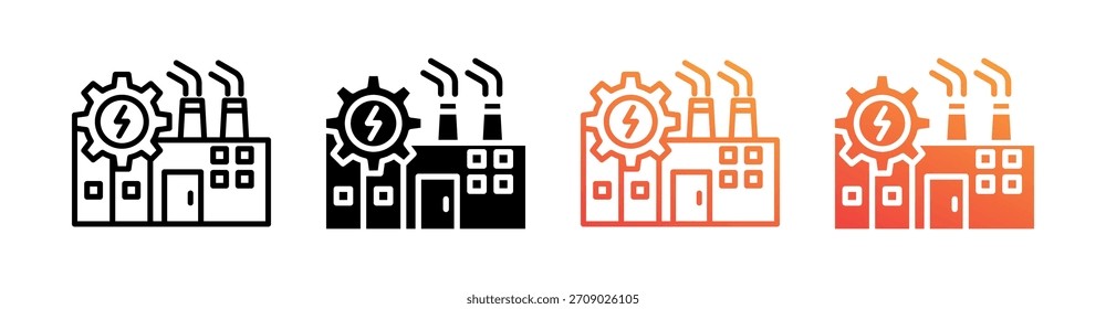 Vector de conjunto de iconos de estilo múltiple de la industria eléctrica