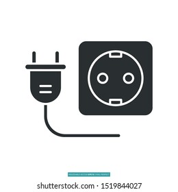 Electrical installation, plug out icon vector illustration logo template for many purpose. Isolated on white background.