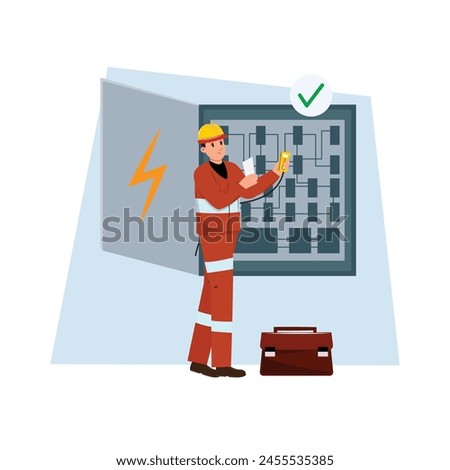 Electrical installation as a skilled electrician meticulously wires a building. Professional electrician at work