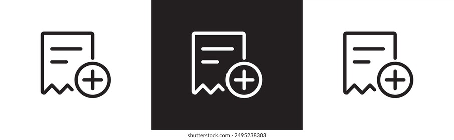 Electrical invoice icon, Bill reduction icon, Electronic bill. linear report icon, bill letter, warning vector illustration, outline and stroke style in transparent black and white background.