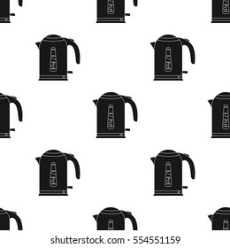 Electrical kettle icon in black style isolated on white background. Kitchen pattern stock vector illustration.