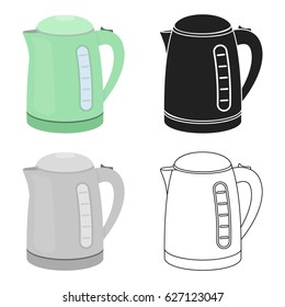 Electrical kettle icon in cartoon style isolated on white background. Household appliance symbol stock vector illustration.
