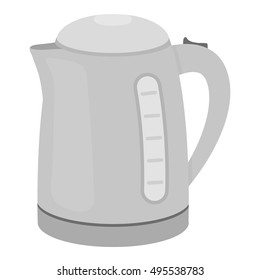 Electrical kettle icon in monochrome style isolated on white background. Household appliance symbol stock vector illustration.