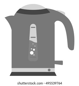 Electrical kettle icon in monochrome style isolated on white background. Kitchen symbol stock vector illustration.