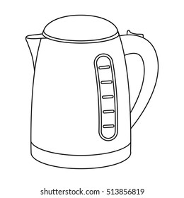 Electrical kettle icon in outline style isolated on white background. Household appliance symbol stock vector illustration.