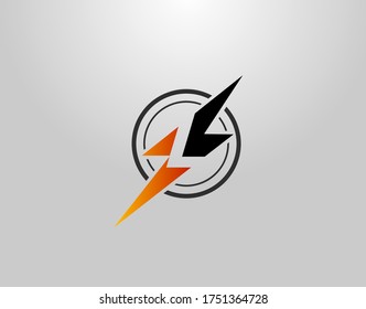 Logotipo de la carta electrónica L. Icono creativo creado a partir del espacio negativo de la L inicial combinado con el diseño de formas truenos.