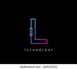 Electrical L Letter Logo Icon Design With Carbon Resistor Shape.